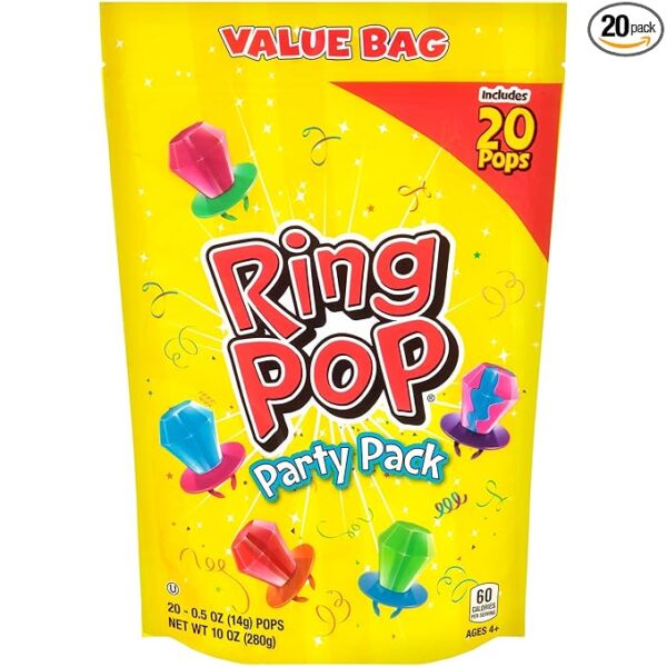 Ring Pop Lollipops - Bulk Candy Individually Wrapped Suckers Variety Party Pack